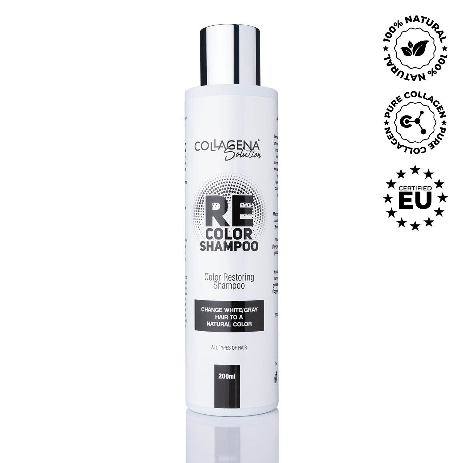 REcolor SHAMPOO COLLAGENA Solution shampoo to restore the color of gray and white hair, 200 ml.